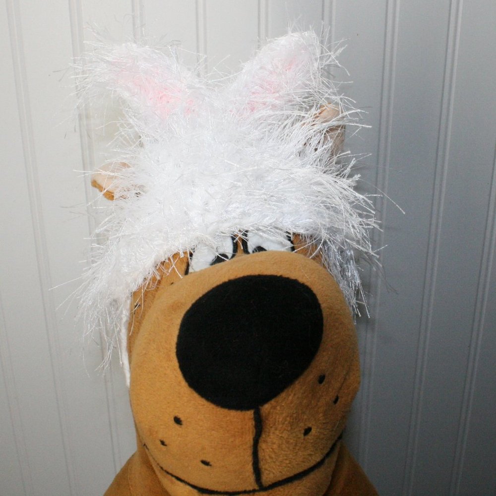 HAND CRAFTED Hat Bunny Ears Crochet Hairy Wig Dog Costume Photo Prop Easter